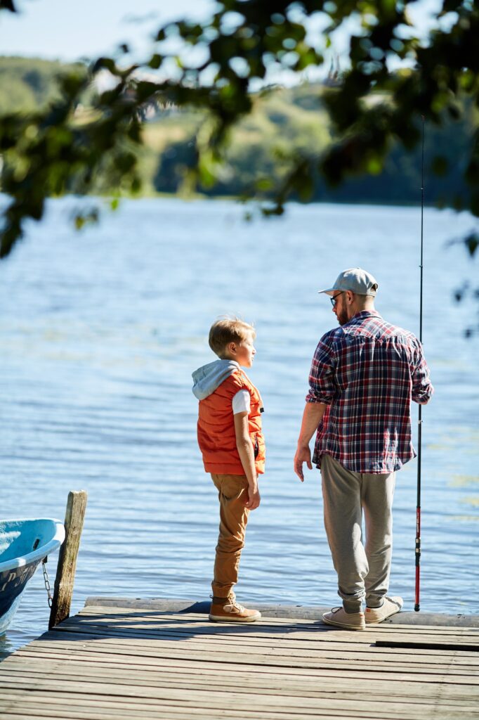 Father and son on the lake